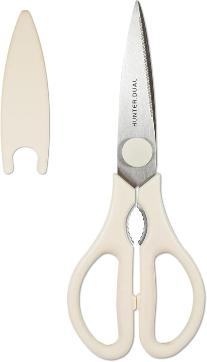 Kitchen Scissors for Food, HUNTER.DUAL Heavy Duty Come Apart Poultry Shears for Cooking, All Purpose for Cutting Chicken, Meat, Fish & Vegetables (Cream, 8.35 Inch) by HUNTERDUAL