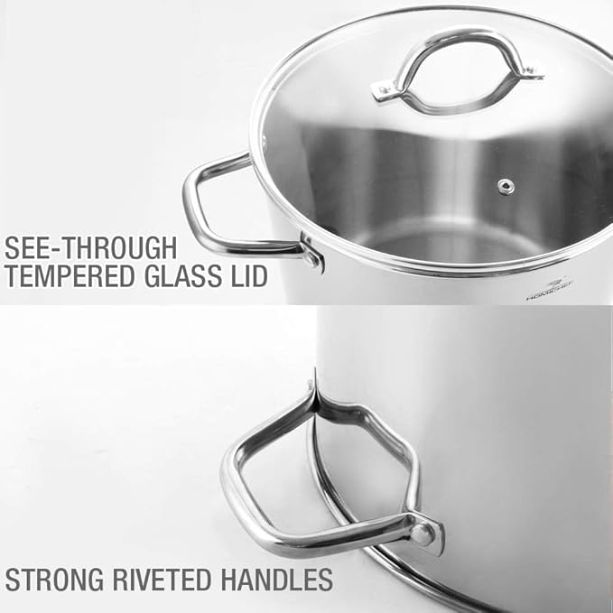 HOMICHEF Small Stock Pot 4 Quart Nickel Free Stainless Steel - Small 4Qt Stockpot With Glass Lid - Soup Pot Cooking Pot 4 Quart - Image 6