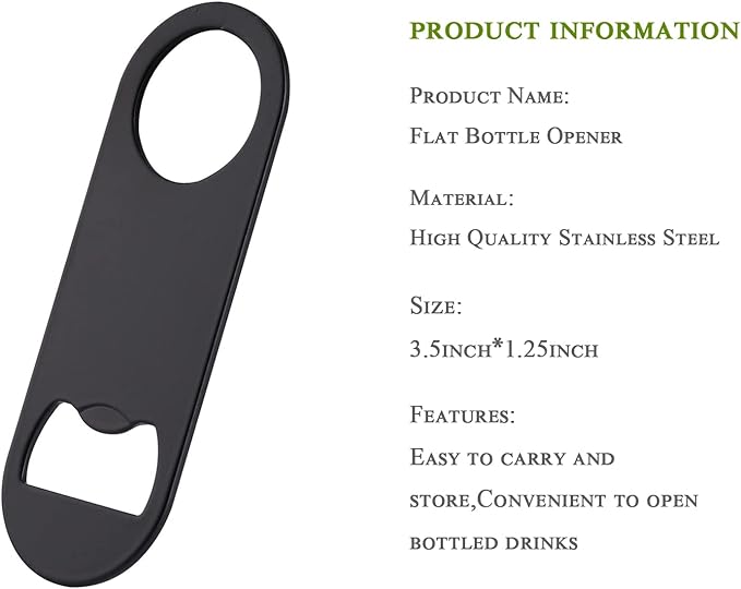 5 PACK Stainless Steel Flat Bottle Opener with Keychain- Bar Key-Beer Bottle Opener for Kitchen, Bar or Restaurant（Black） - Image 4