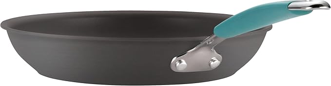Rachael Ray Cucina Hard Anodized Nonstick Cookware Pots and Pans Set, 12 Piece, Gray with Blue Handles - Image 9