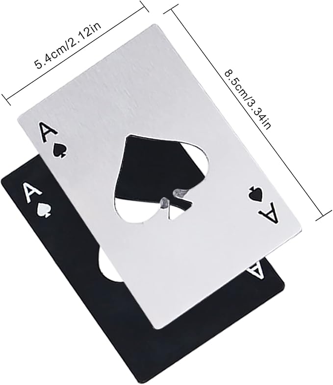 Ace Of Spades Bottle Opener Credit Card Size Pocker Cap Opener Portable Stainless Steel Can Opener (8 Pack Black & Silver) - Image 2