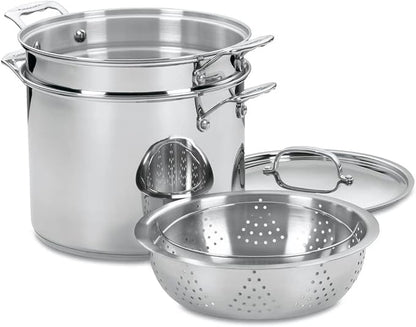 Cuisinart 4-Piece Cookware Set, 12 Quarts, Chef's Classic Stainless Steel Pasta/Steamer, 77-412P1 by Cuisinart