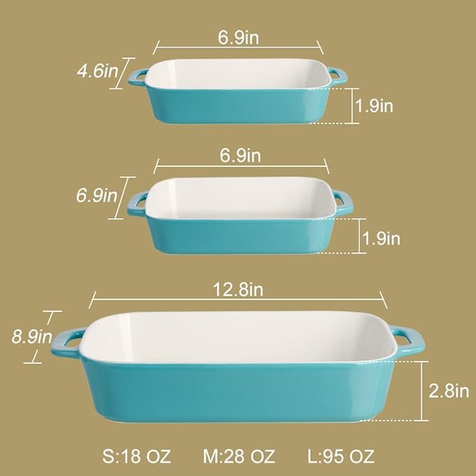 Sweejar Ceramic Bakeware Set, Rectangular Baking Dish for Cooking, Kitchen, Cake Dinner, Banquet and Daily Use, Casserole Dishes for Oven Porcelain Baking Pans (Navy) - Image 6