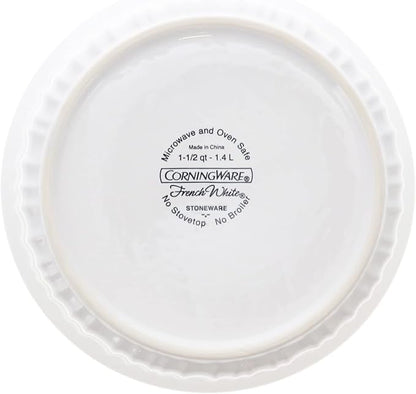 CorningWare FS5 1.5qt Round French White Casserole Dish & F-5-PC 1.5qt French White Plastic Lid