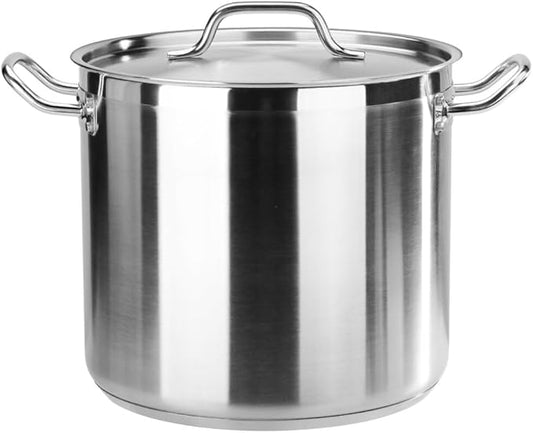 New Star Foodservice 16 Qt Stainless Steel Stock Pot with Cover, 18/8 Stainless Steel