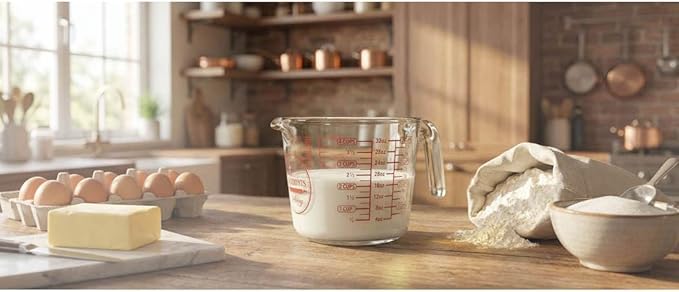 Mrs. Anderson's Baking Glass Measuring Cup, Borosilicate Glass, Precision Measures, For Hot And Cold Liquids, 4 Cup Capacity