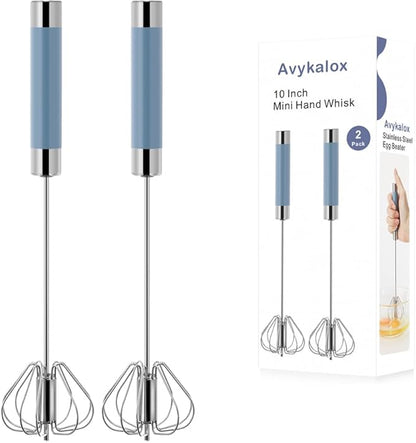 2 Pack Semi Automatic Whisk, Stainless Steel Mini Hand Push Whisks for Cooking, Easy to Use Hand Mixer Egg Beater Wisking Tool for Cooking, Whisking, Beating, Stirring