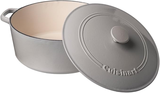 Cuisinart Chef's Classic Enameled Cast Iron Round Covered Casserole (Cool Grey, 7- Quart) - Image 2