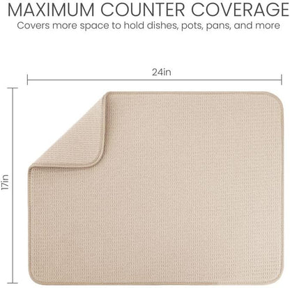Bellemain XL Dish Mat 24" x 17" ( LARGEST MAT ) Microfiber Dish Drying Mat , Super absorbent ( Ivory ) - Image 2
