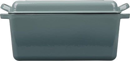 EDGING CASTING Enameled Cast Iron Dutch Oven, Oblong Bread Oven for Sourdough Bread Baking, Baking Pan, Dual Handles, Oven Safe, 4 Quart, Seasalt