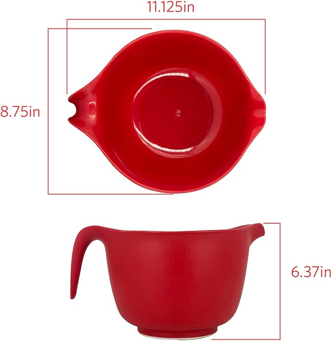 Glad Mixing Bowl with Handle – 3 Quart | Heavy Duty Plastic with Pour Spout and Non-Slip Base | Dishwasher Safe Kitchen Supplies for Cooking and Baking, Red - Image 4