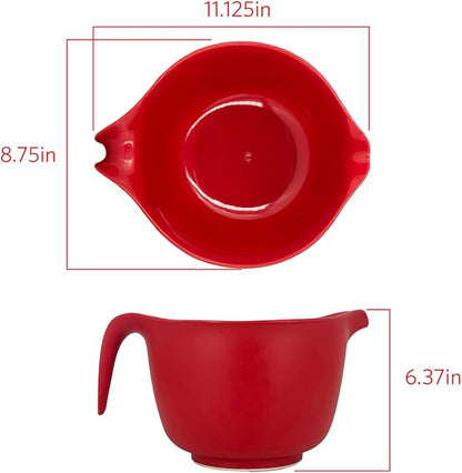 Glad Mixing Bowl with Handle – 3 Quart | Heavy Duty Plastic with Pour Spout and Non-Slip Base | Dishwasher Safe Kitchen Supplies for Cooking and Baking, Red - Image 4