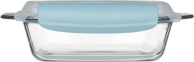 Anchor Hocking 8 Inch Square Cake Dish with TrueLock Locking Lid Bakeware, Clear - Image 4