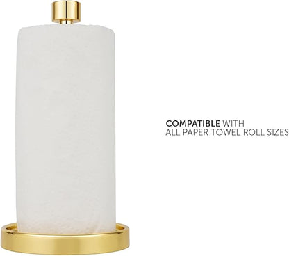 Ivilon Countertop Paper Towel Holder - Modern End Cap Minimalist Design - Color Gold Polished - Image 3