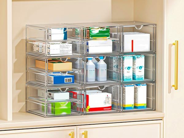 caktraie Acrylic Makeup Organizer, 4 Pack Drawer Organizer - Transparent Desktop Storage for Cosmetics, Office Supplies & More - Clear Organizers for Home & Office Use - Image 5
