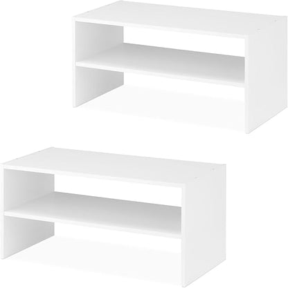 Whitmor Wood Stackable 2-Shelf Shoe Rack, White, 24 inches，2 Pack by Whitmor