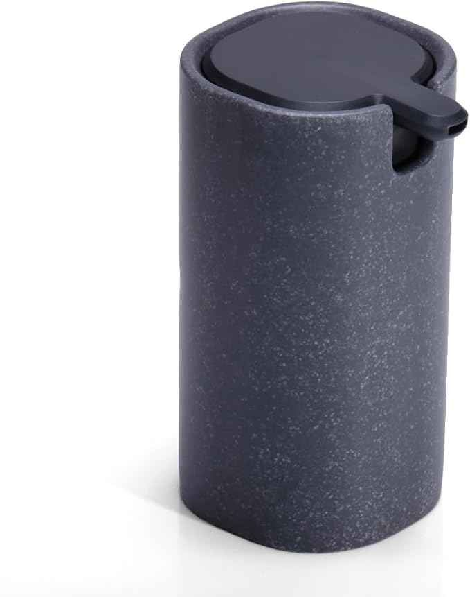 LINE+ARC Modern Easy-to-Press Soap Dispenser (Slate). No-Rust Cute Bathroom Gray Marble Kitchen Sink Ergonomic Liquid Lotion Shampoo Conditioner by LINEARC