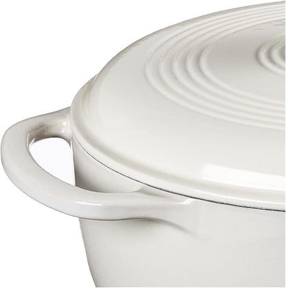 Lodge 4.5 Quart Enameled Cast Iron Dutch Oven with Lid – Dual Handles – Oven Safe up to 500° F or on Stovetop - Use to Marinate, Cook, Bake, Refrigerate and Serve – Oyster White - Image 5