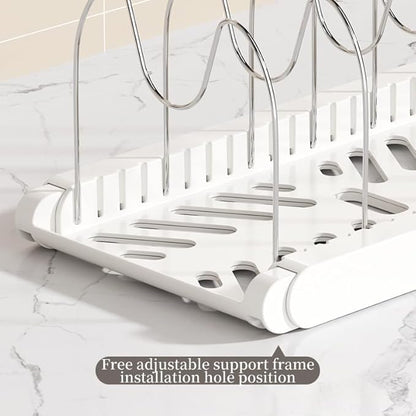 Pot Rack -Expandable Pan Organizer for Cabinet,Pot Lid Holder with 7 Adjustable Compartment for Kitchen Cabinet Cookware Baking Frying Rack,2Pack,Apricot - Image 5