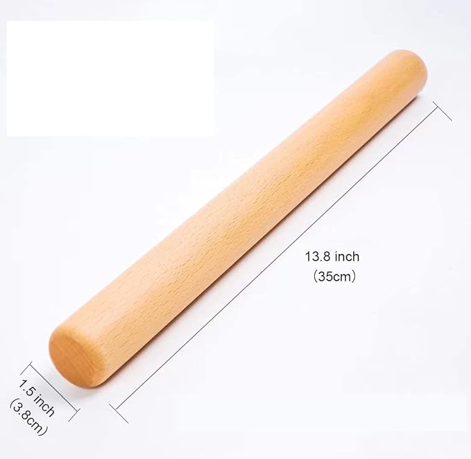 Wood Rolling Pin Dough Roller, Wooden Rolling Pin for Baking Pasta Fondant 13.8 Inches - Straight - Image 2