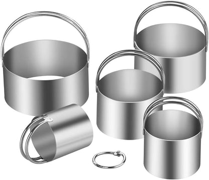 5 Pieces Cookie Cutters Round Cutters Stainless Steel Biscuit Cutter with Handle in Graduated Sizes Round Shape Molds - Image 6