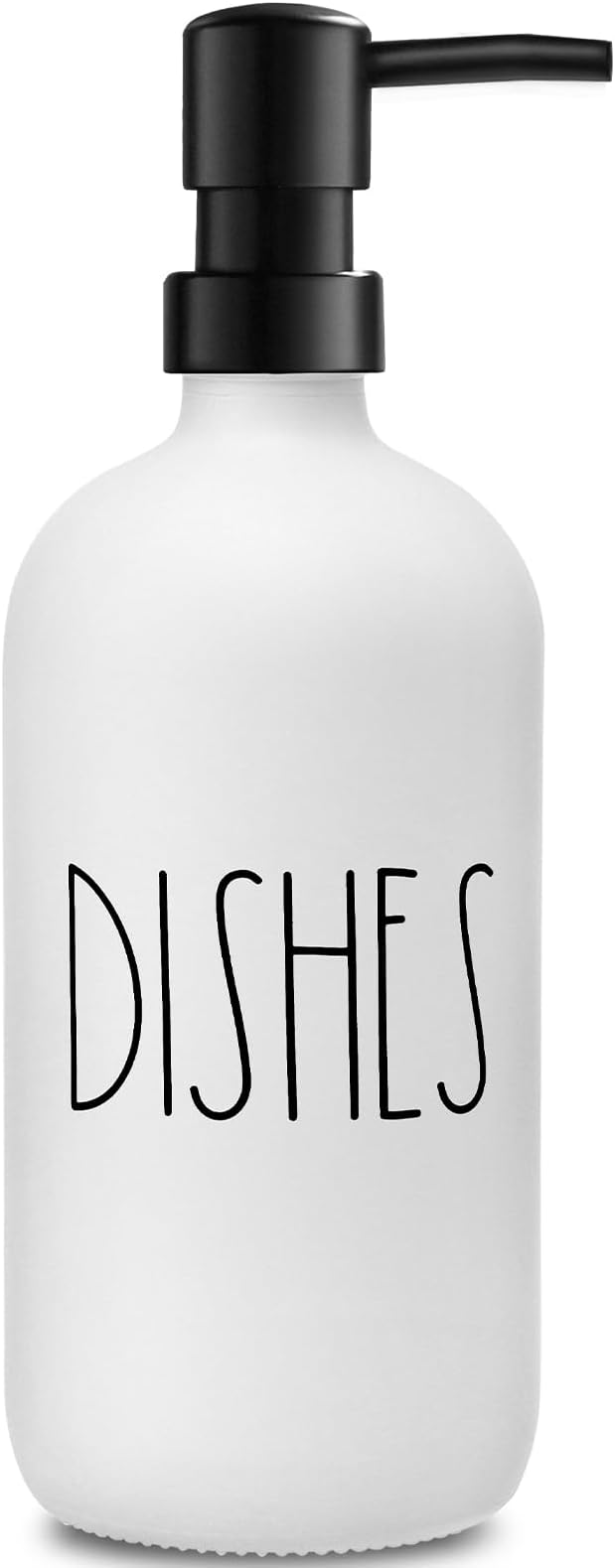 VIMERPA Dish Soap Dispenser, Matte White Soap Dispenser for Kitchen, Glass Dishes Soap Dispenser with Plastic Pump, 17 Fl Oz Refillable Liquid Soap Bottle Container, Farmhouse Kitchen Decor by VIMERPA