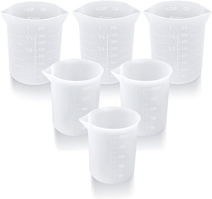 Palksky Silicone Measuring Cups for Melting Chocolate, 6PCS Chocolate Melting Cup with 250 & 350ml Capacity, Reusable Baking Supplies for DIY Chocolate Molds