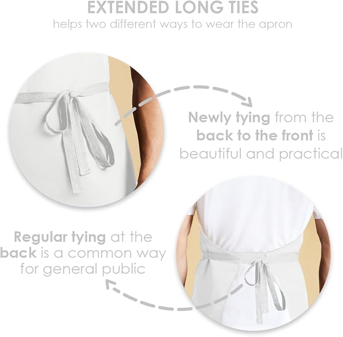 Avalon Kitchen Aprons for Men - 100% Polyester Chef Apron Women with Extra Long Ties - Cooking Aprons for Women & Mens Apron - Image 3