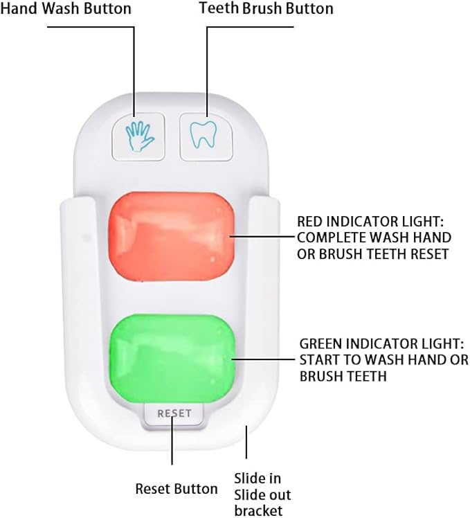 SOARING Wireless Battery Powered Timer for Kids - 2 Minutes Teeth Brush, 20 Seconds Hand Washing, Color Indicator Light Stick on Bathroom for Children Training Coach