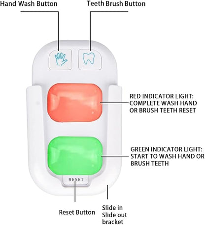 SOARING Wireless Battery Powered Timer for Kids - 2 Minutes Teeth Brush, 20 Seconds Hand Washing, Color Indicator Light Stick on Bathroom for Children Training Coach