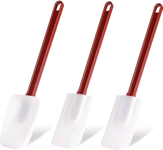 Kitchy Silicone Rubber Spatula and Spoon Set - High Heat Spatula Spoon, Commercial Cooking Set (1 Spoonula + 2 Scrapers, 14 Inches) by Heffiso+Silicone+Utensils