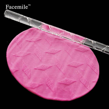Rengue Acrylic Rolling Pin with 28 Patterns, Compliant Material, Comfortable Grip, 16 X 1 Cm, Lightweight for Dough and Pastry Acrylic Rolling Pin with 28 Patterns, Nan Kitchen (#17)