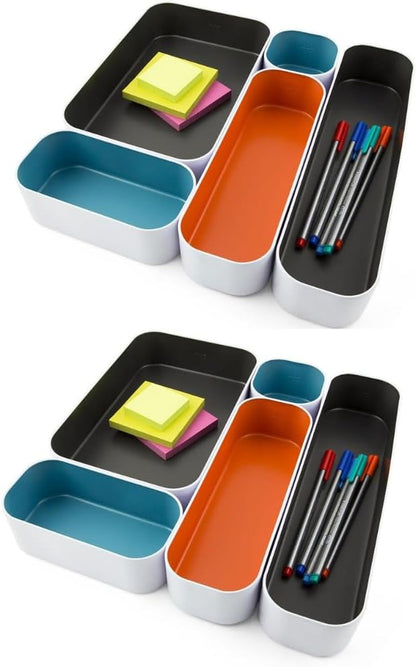 Three by Three Seattle 10 Piece Metal Organizer Tray Set for Storing Makeup, Stationery, Utensils, and More in Office Desk, Kitchen and Bathroom Drawers (2 Inch, Multicolor) - Image 4