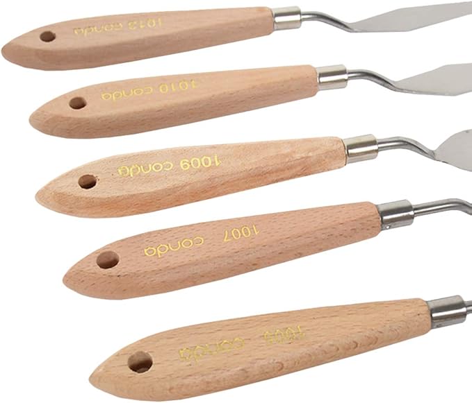 CONDA 11 Piece Stainless Steel Spatula Palette Knife Professional Palette Knife Painting Wood Handle - Image 3