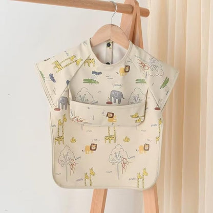 Waterproof Baby Bibs,Infant Toddler Extra Cover Feeding Bib With Food Catcher,Easy Clean & Washable