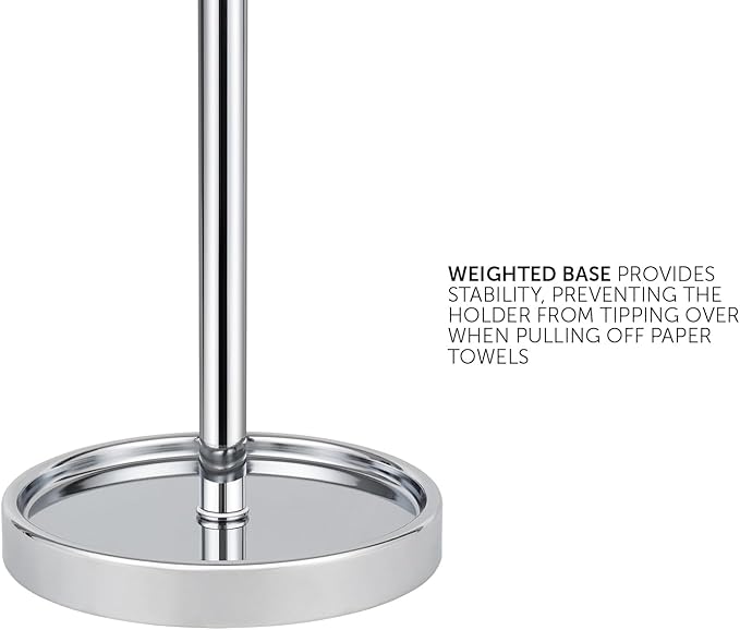 Ivilon Countertop Paper Towel Holder - Modern Bell End Minimalist Design - Color Chrome - Image 4