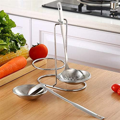 304 Stainless Steel Double Ladles Holder Vertical Spoon Rest Cooking Utensils Stand with 4 inch bowls