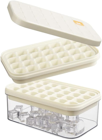 Brigii Ice Cube Tray with Lid&Bin, Ice Cube Mold with 56 Cubes, Stackable Ice Trays for Freezer with Easy-Release Silicone Bottom, for Drinks, Coffee, cocktail by Brigii