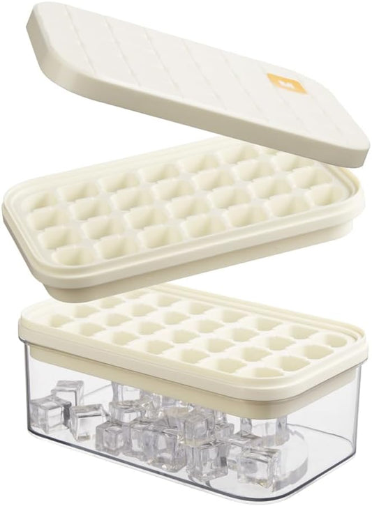 Brigii Ice Cube Tray with Lid&Bin, Ice Cube Mold with 56 Cubes, Stackable Ice Trays for Freezer with Easy-Release Silicone Bottom, for Drinks, Coffee, cocktail by Brigii