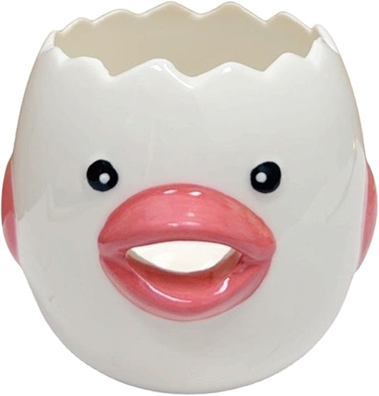 LuoCoCo Cute Egg Separator, Ceramics Vomiting Chicken Egg Yolk White Separator, Practical Household Small Egg Filter Splitter, Kitchen Gadget Baking Assistant Tool, Dishwasher Safe (Pink) by AMZWISH