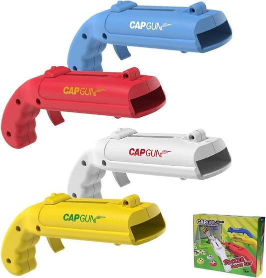 Cap Shooting Bottle Opener Gun - Launches Caps for World Cup Parties, BBQs & Adult Gatherings, Fun Gadget for Men, Unique Gag Gift for Sports Events (Blue red white yellow)