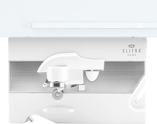 Elitra Home 3 in 1 Under the Cabinet Electric Can Opener, Blade Sharpener, Bottle Opener, Under The Counter Mount, For Large And Small Cans (White)
