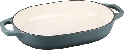 EDGING CASTING Enameled Cast Iron Oval Dutch Oven Pot with Lid, Dutch Oven for Sourdough Bread Baking, Bread Oven, Bread Dutch Oven, Oval Bread Pan, 7qt, Slateblue