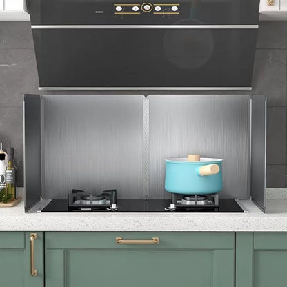 Grease Stove Splash Guard for Cooking | 2 Sided Kitchen Stove Splatter Guard Backsplash Back Splash Protector for Wall, Foldable Stainless Steel,15.7” X 15.7” X 15.7” Per Piece, 2 Pcs In Package by dttbgg