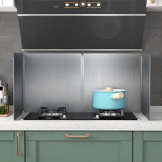Grease Stove Splash Guard for Cooking | 2 Sided Kitchen Stove Splatter Guard Backsplash Back Splash Protector for Wall, Foldable Stainless Steel,15.7” X 15.7” X 15.7” Per Piece, 2 Pcs In Package by dttbgg