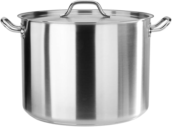New Star Foodservice 40 Qt Stainless Steel Stock Pot with Cover, 18/8 Stainless Steel