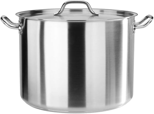 New Star Foodservice 40 Qt Stainless Steel Stock Pot with Cover, 18/8 Stainless Steel