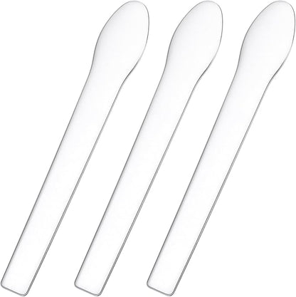 Pndeyo 3pcs Mini Stainless Steel Makeup Spatula, Silver Reusable Cosmetic Cream Spatulas Spoon, Skincare Scoop Applicator Facial Massage Beauty Tools for Mixing and - 2.73"×0.43"