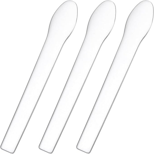 Pndeyo 3pcs Mini Stainless Steel Makeup Spatula, Silver Reusable Cosmetic Cream Spatulas Spoon, Skincare Scoop Applicator Facial Massage Beauty Tools for Mixing and - 2.73"×0.43"
