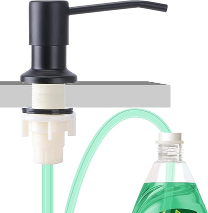 Soap Dispenser for Kitchen Sink, Built in Sink Soap Dispenser, Countertop Soap Dispenser Pump with 47" Extension Tube kit, No Need to Fill Little Bottle Again, Black by OHiHi